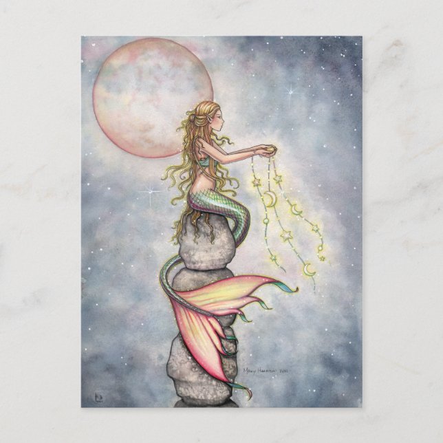 Tarjeta Postal de Sirena con Cielo Lleno de Estrel (Anverso)