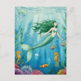 Tarjeta postal de sirena de fantasía Océano Caball