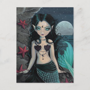 Tarjeta postal de sirena Perla oscura