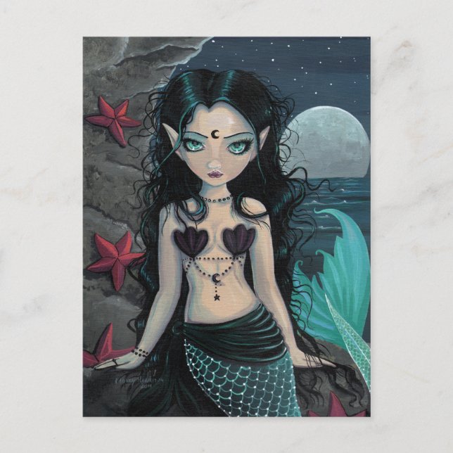 Tarjeta postal de sirena Perla oscura (Anverso)