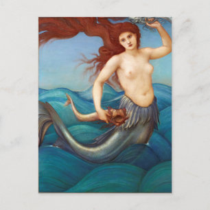 Tarjeta postal de sirena vintage