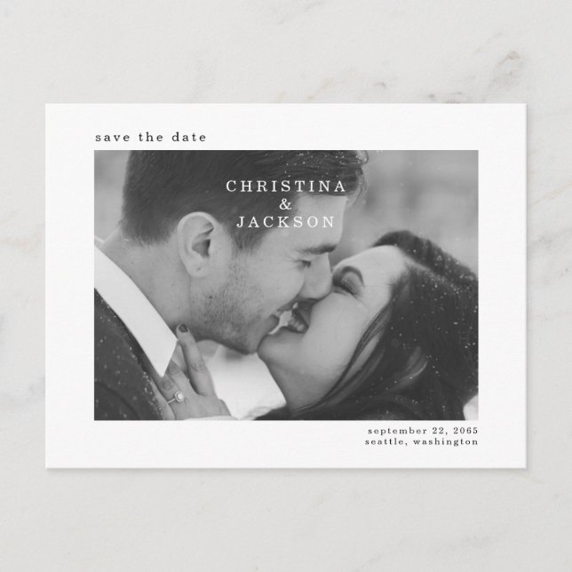 Tarjeta Postal de sitio web de boda con foto en bl (Anverso)
