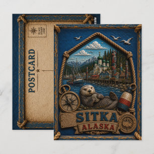 Tarjeta Postal de Sitka Alaska Viajes Antiguos