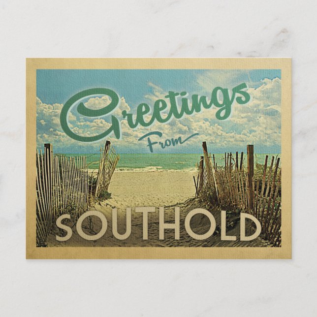 Tarjeta Postal de Southold Playa Vintage Tarjeta P (Anverso)