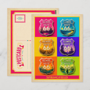 Tarjeta postal de Springfield Illinois Ruta 66 Vin
