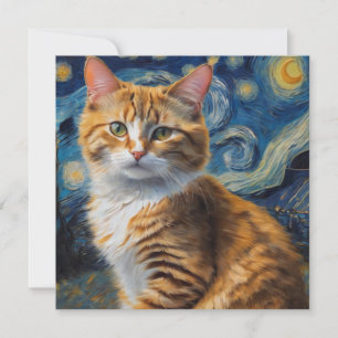 Tarjeta postal de Starnight Cat Square