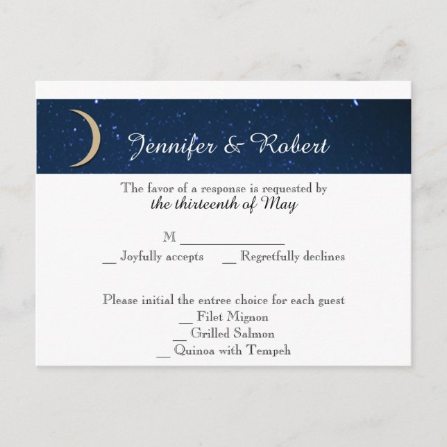 Tarjeta postal de Starry Night Wedding RSVP (Anverso)