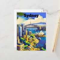 Tarjeta postal de Sydney, tarjeta de ciudad dibuja