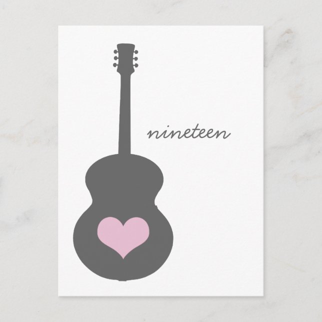 Tarjeta postal de tabla cardíaca de guitarra gris/ (Anverso)