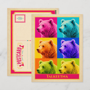 Tarjeta postal de Talkeetna Alaska Oso Pardo Vinta