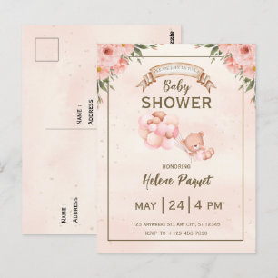 Tarjeta postal de tarjeta de bebé floral marrón be