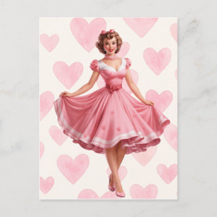 Tarjeta postal de tarjeta de romance de corazones 