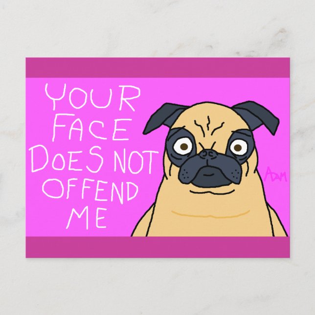 Tarjeta postal de taza de un Pug (Anverso)