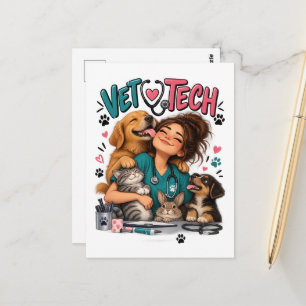 Tarjeta postal de técnico veterinario amante de lo