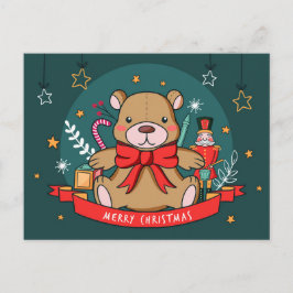 Tarjeta postal de Teddy de Navidad