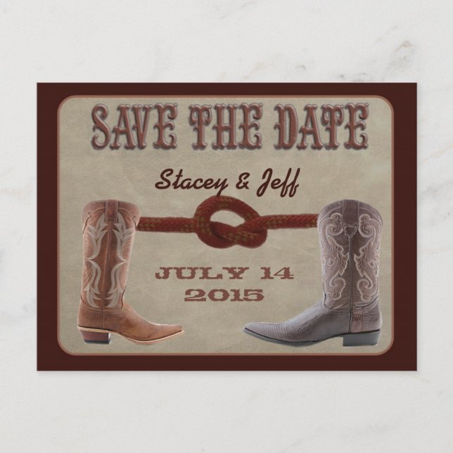 Tarjeta postal de tema occidental "save the date" (Anverso)