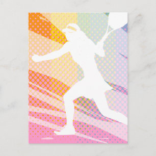 Tarjeta postal de tenis con estampado de jugadora
