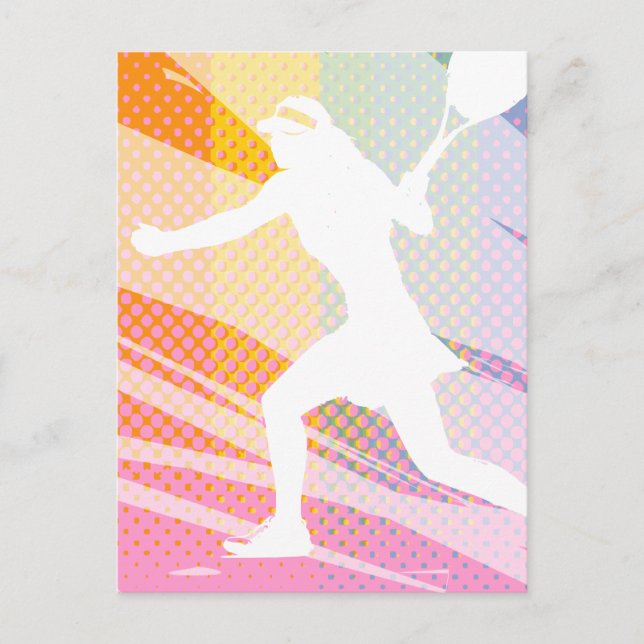 Tarjeta postal de tenis con estampado de jugadora  (Anverso)