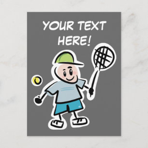Tarjeta postal de tenis genial con divertido carto
