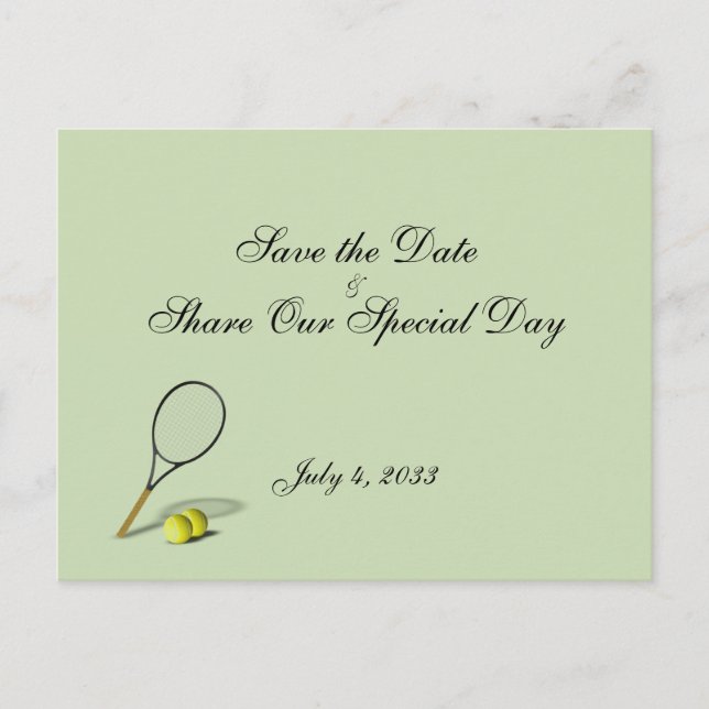 Tarjeta postal de tenis Save the Date (Anverso)