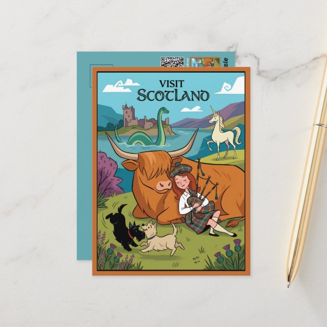 Tarjeta postal de Terrier escocés con estilo de di (Anverso/Reverso In Situ)