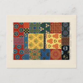 Tarjeta postal de textiles japoneses y chinos
