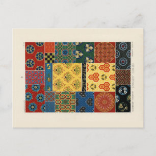 Tarjeta postal de textiles japoneses y chinos