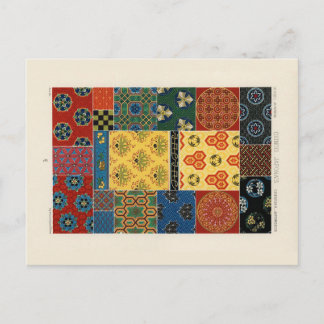 Tarjeta postal de textiles japoneses y chinos