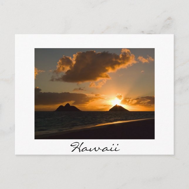 Tarjeta postal de texto blanco Hawaii Lanikai sunr (Anverso)