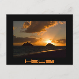 Tarjeta postal de texto negro Hawaii Lanikai sunri