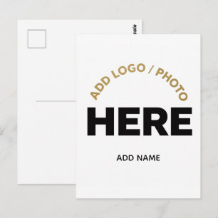 Tarjeta postal de texto y foto con logotipo empres