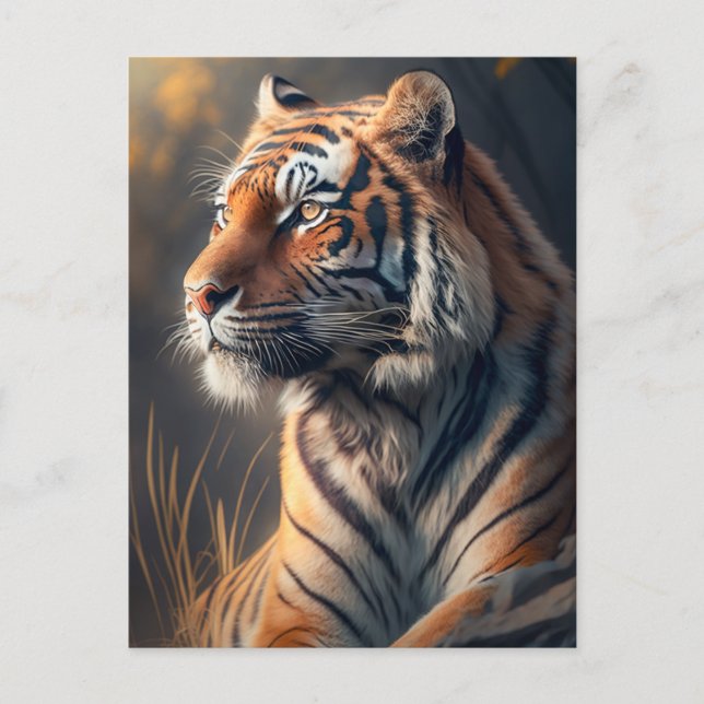 Tarjeta postal de tigre en la naturaleza (Anverso)