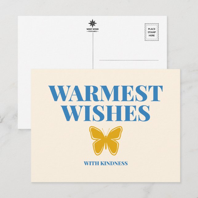 Tarjeta Postal de Tipografía con Deseos más Cálido (Anverso / Reverso)
