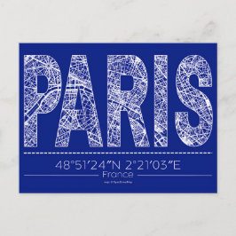 Tarjeta Postal de Tipografía de París Mapa Diseño