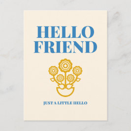 Tarjeta postal de tipografía floral 'Hola amigo'