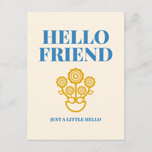 Tarjeta postal de tipografía floral 'Hola amigo'