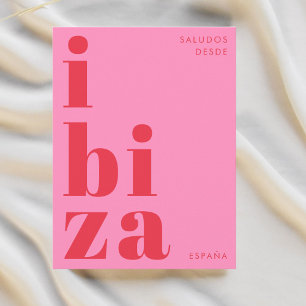 Tarjeta postal de tipografía moderna rosa rojo Ibi