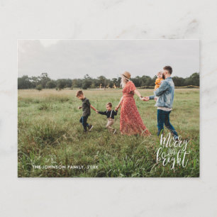 Tarjeta postal de tipografía navideña Alegre y Bri