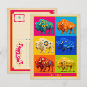 Tarjeta Postal de Topeka Kansas Bison Arte Pop Vin