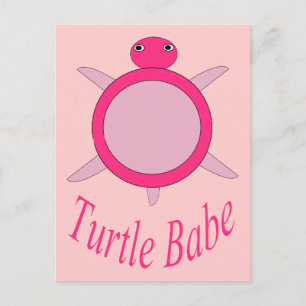 Tarjeta postal de tortuga rosa adorable