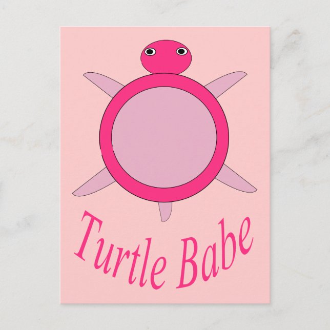 Tarjeta postal de tortuga rosa adorable (Anverso)