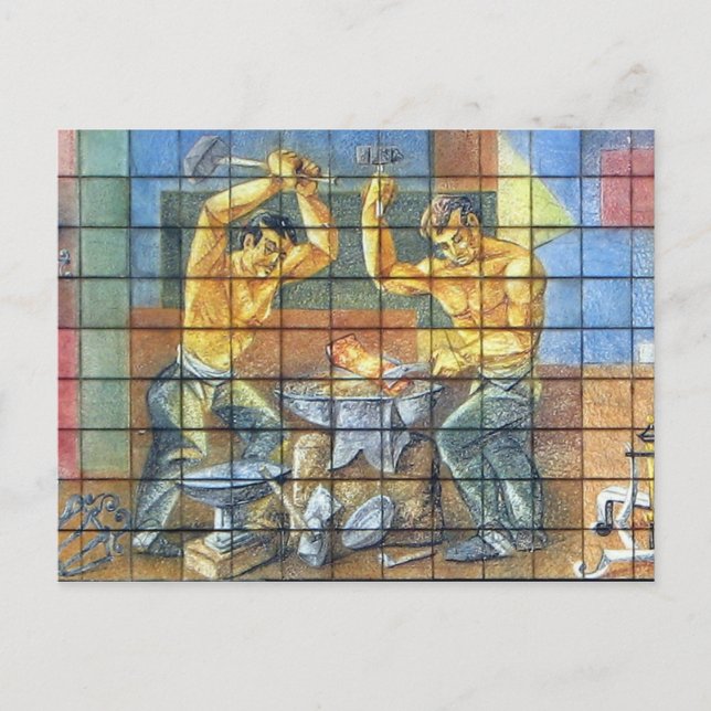 Tarjeta postal de trabajadores de hierro (Anverso)