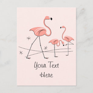 Tarjeta postal de trío de flamencos rosados 2