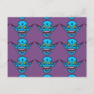 tarjeta postal de troll demonio zombie azul