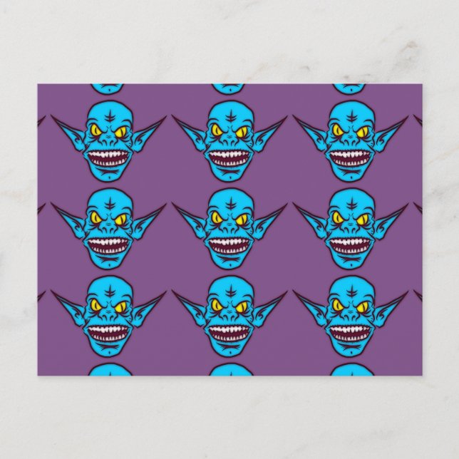 tarjeta postal de troll demonio zombie azul (Anverso)