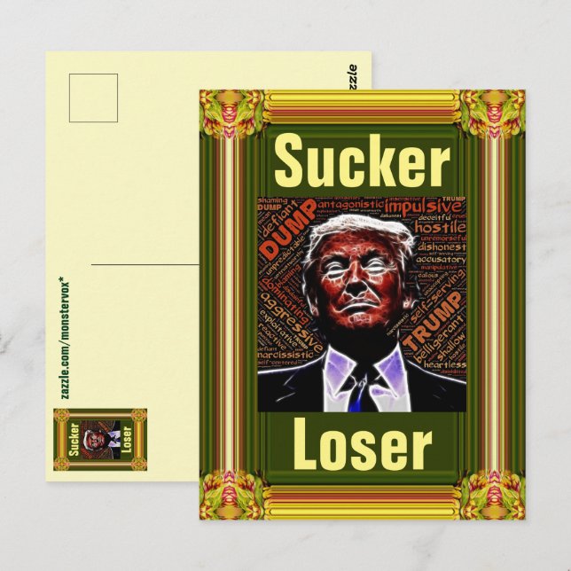 Tarjeta postal de Trump Suger/Perdedor (Anverso / Reverso)