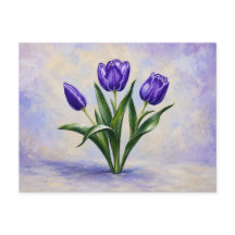 Tarjeta Postal de Tulipanes Morados
