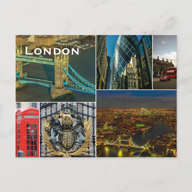 Tarjeta postal de turismo de viajes de Londres (Anverso)
