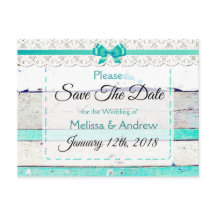 Tarjeta postal de turquesa gris madera para guarda