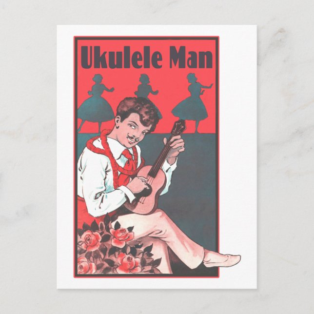 Tarjeta postal de Ukulele Man (Anverso)